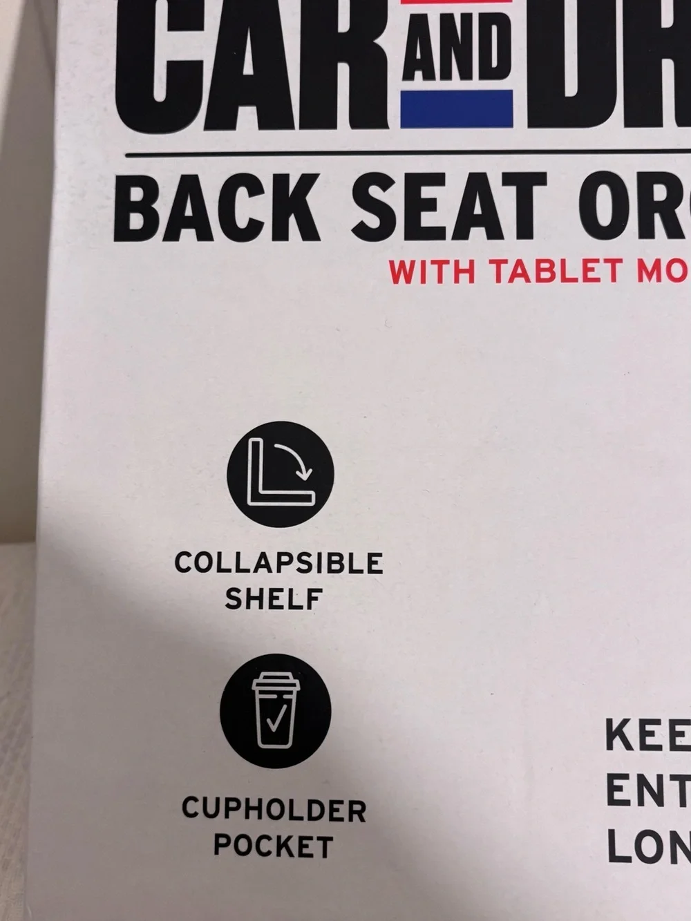 Car and Driver Black Back Seat Organizer with Tablet Mount